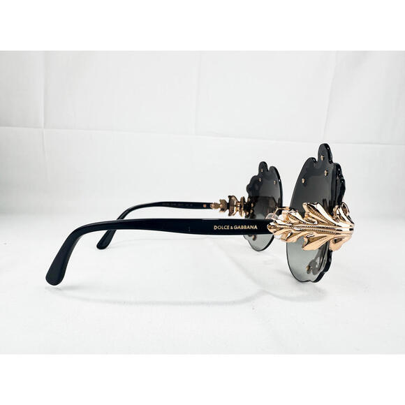 Dolce & Gabbana DG2195 Rimless Baroque Sunglasses Black Gold NWT - Picture 7 of 9